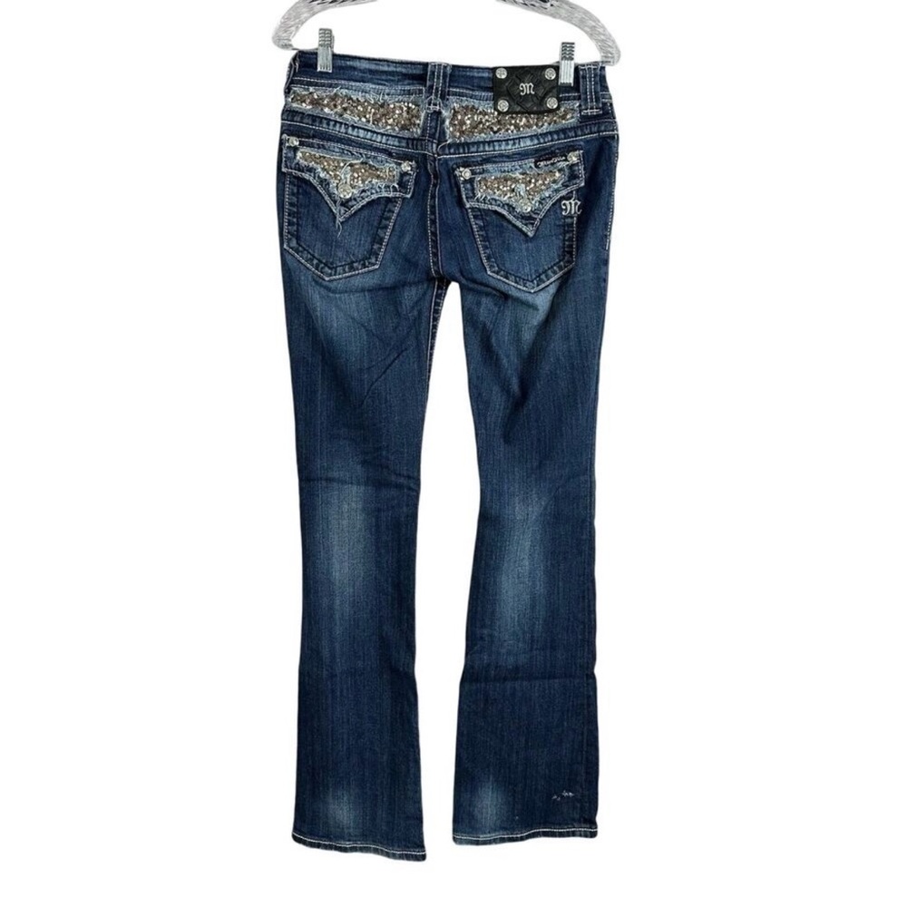 Miss Me Jeans Womens 28 Boot Sequin Flap Pocket Long Western Rodeo Studded